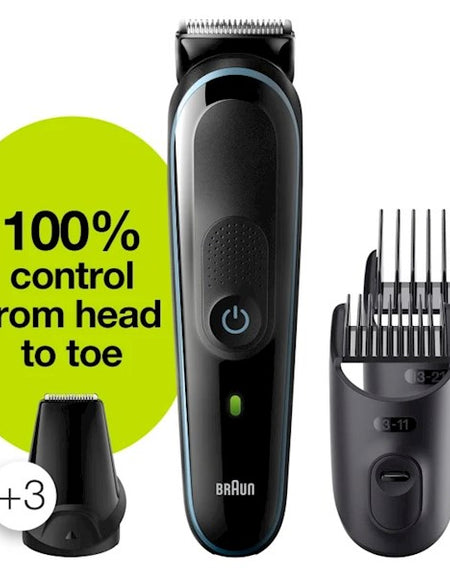 თმისა და წვერის საპარსი Braun MGK5245, Hair Trimmer With Gillette ProGlide Razor, Black/Blue